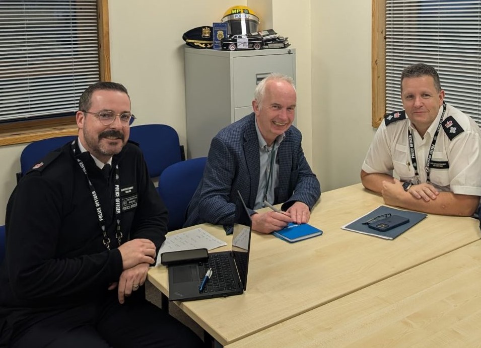 Superintendent Lewis Collins, Leader of the Council, Councillor Barry Lewis and Sutton Met Police Borough Commander Andy Brittain